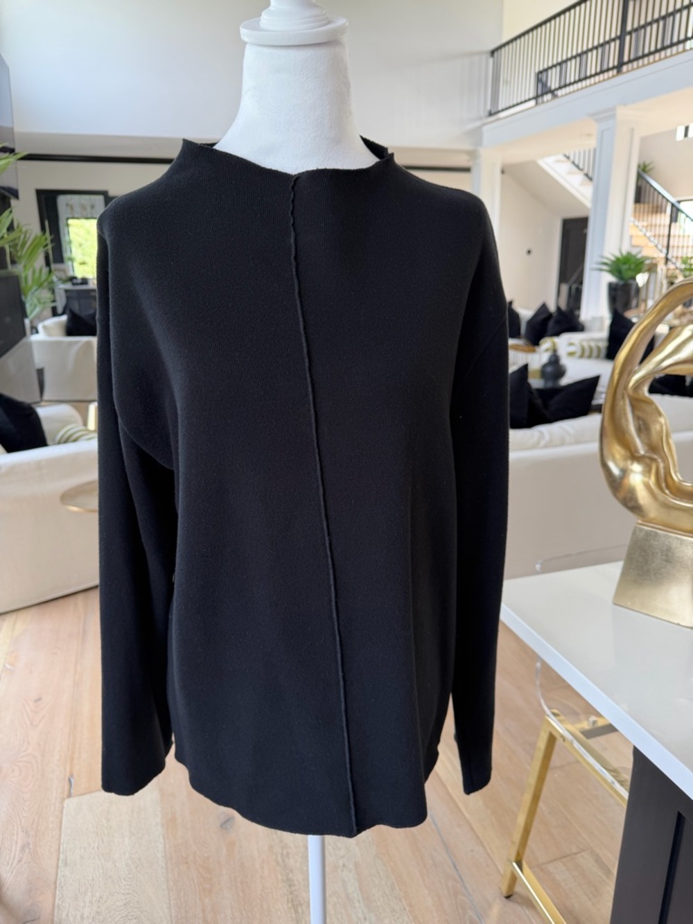 Zara Black Oversized Seam-Front Sweatshirt